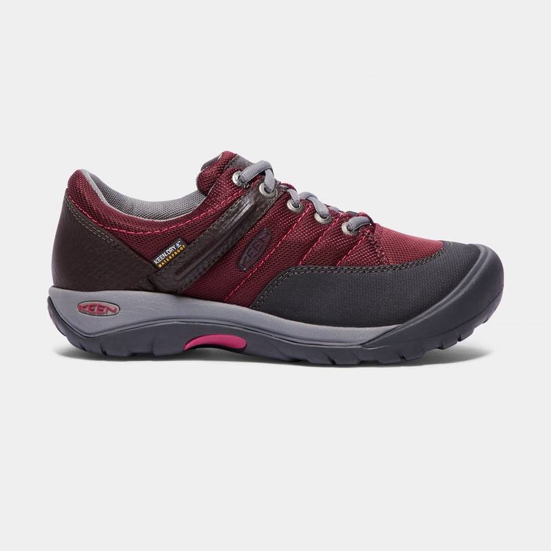 Keen Presidio Sport Mesh Waterproof Womens Work Shoes Black/Red Online (0687-ISMHD)